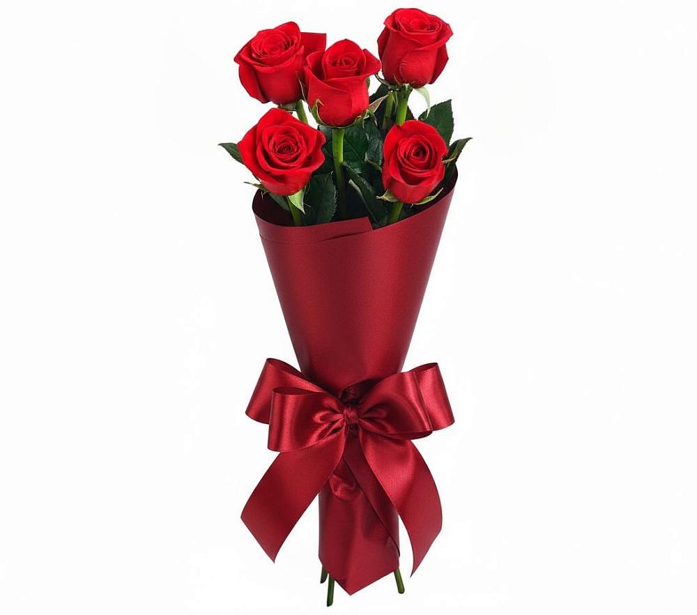 Букет 5 Красных роз Эдлесс Лав в поселок Карьероуправления