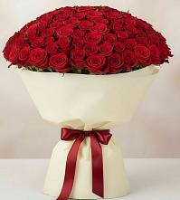 Букет 101 Красная роза Милано в поселок Карьероуправления