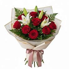 Букет цветов из:  Лилии и Розы в поселок Карьероуправления