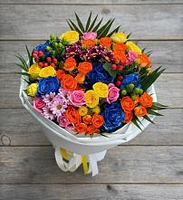 Букет цветов из:  Розы и Хризантемы в поселок Карьероуправления