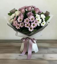 Букет цветов из:  Хризантемы и Розы в поселок Карьероуправления