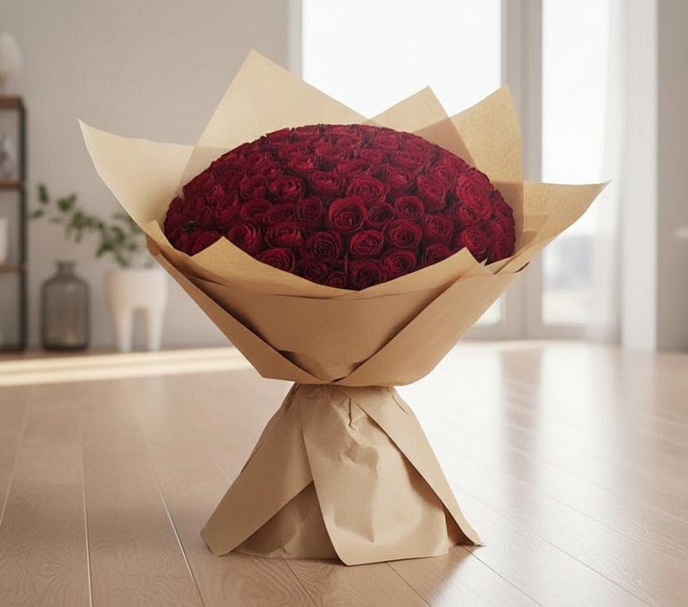 Букет 101 Красная роза в поселок Карьероуправления