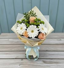 Букет цветов из:  Герберы, Розы и Хризантемы #REPLACE_PRED# поселок Карьероуправления